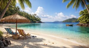 अंडमान और निकोबार द्वीप समूह का खूबसूरत बीच और नीला समुद्र