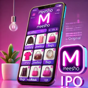 Meesho IPO 2025 thumbnail showing stock market growth, rising chart and Meesho branding