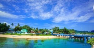 Radhanagar Beach Andaman sunset view with white sand and turquoise water at Swaraj Dweep
